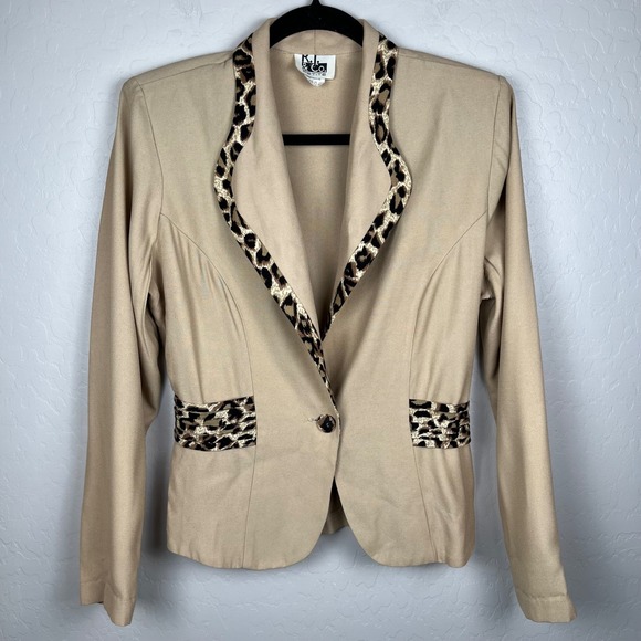 VTG R.J. & Co Women's Tan Dress Suit Set Leopard Trim Size 10P USA *FLAWS*‎ - Picture 3 of 16